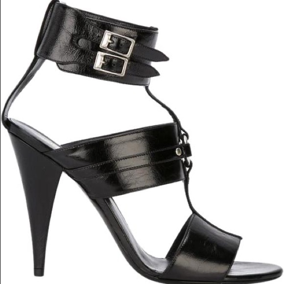 Saint Laurent Shoes - Saint Laurent Black Fetish Ankle Strap Sandals